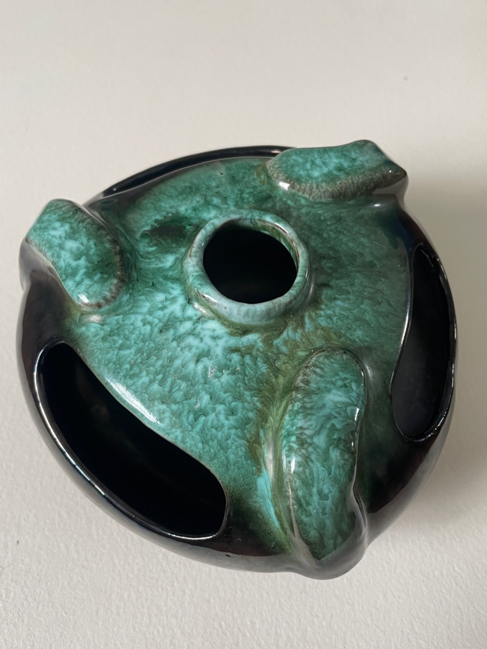 MCM  Beachcomber Pottery Green Glazed Ceramic Home Accent Vase